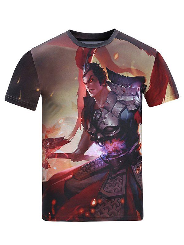 

Round Neck 3D General Cartoon Figure Pattern Short Sleeve Men's T-Shirt, Colormix