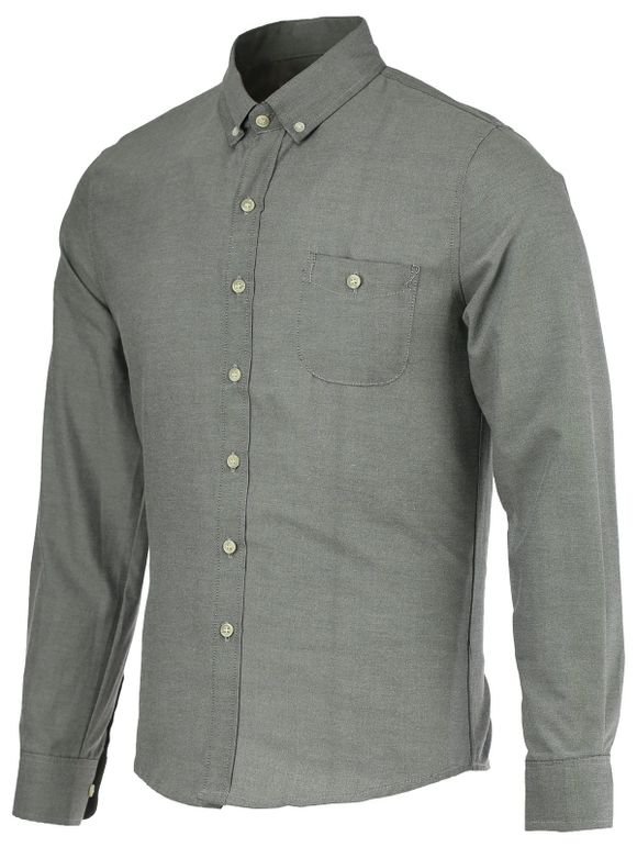 Pocket Design Plus Collar Size Turn-Down bouton-Down 's Solid Color Men  Shirt - Gris L