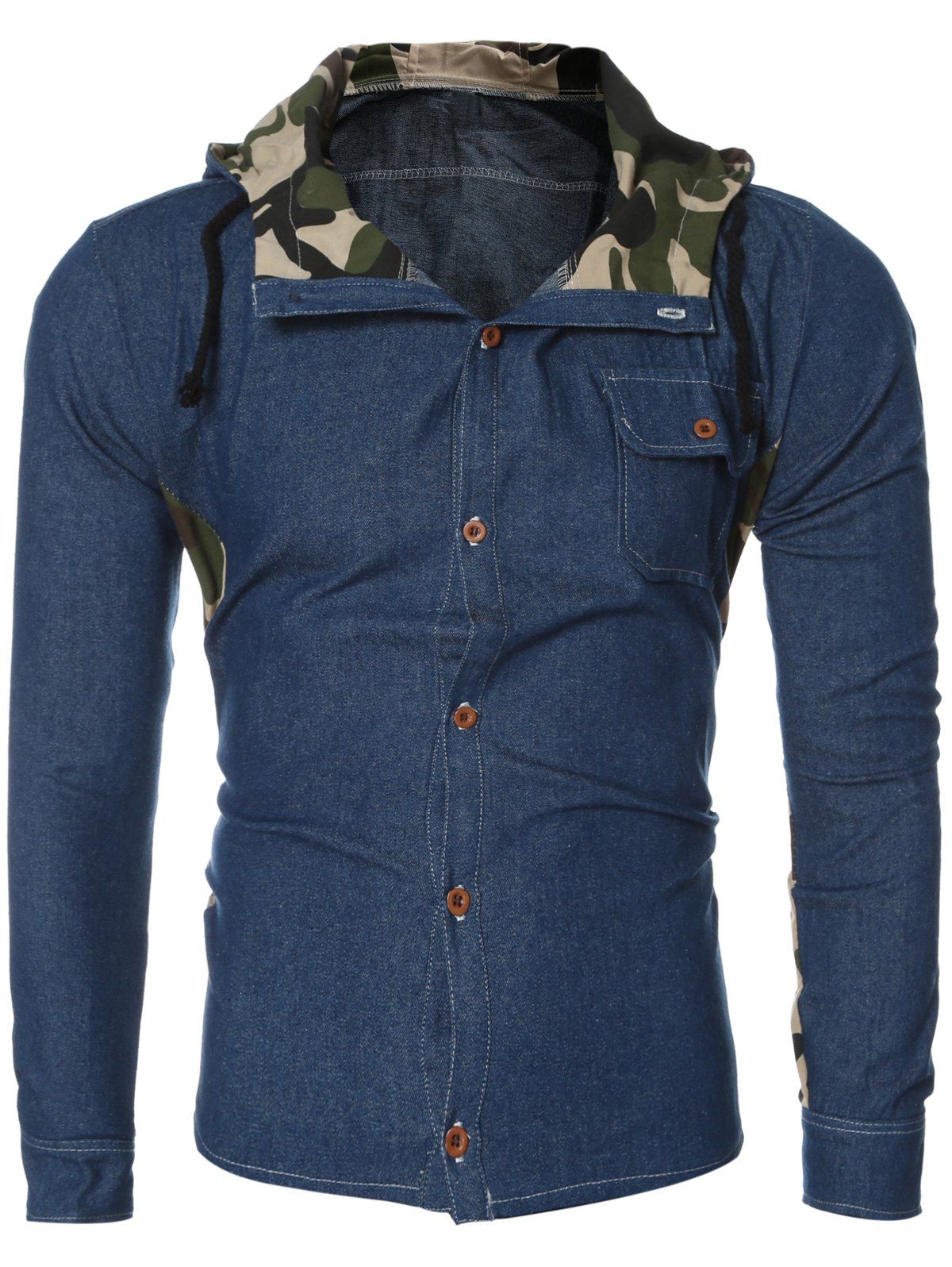 hooded denim shirt mens