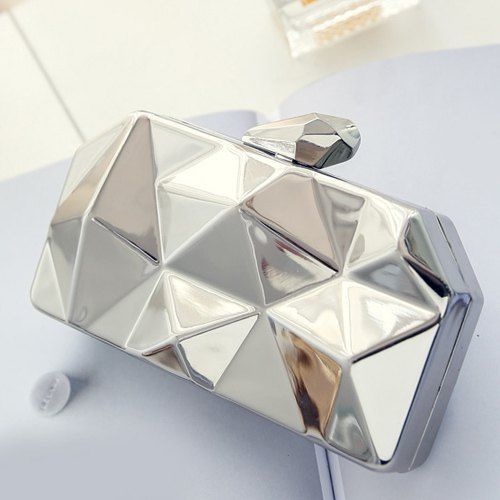 Fashionable Solid Color and Geometric Pattern Design Women's Evening Bag - SILVER 