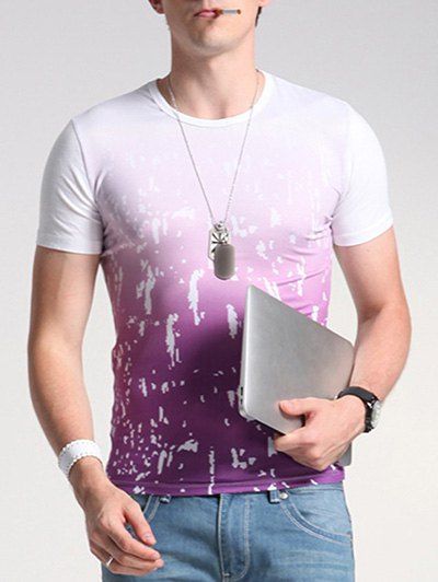 Imprimer T-shirt Ombre col rond manches courtes hommes s ' - Blanc XL