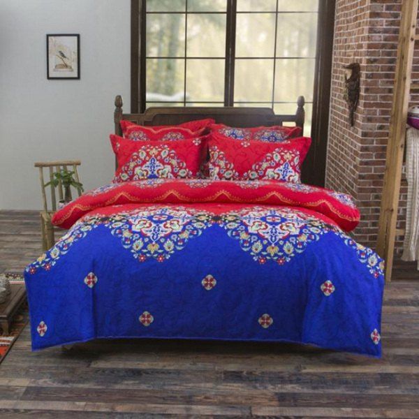 

Frugal Hot Selling Reactive Print 4PCS Duvet Cover Bedding Set, Colormix