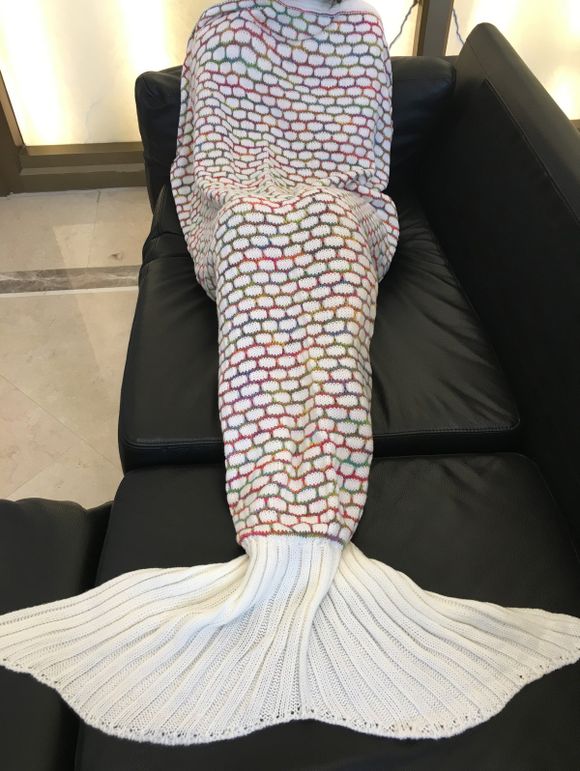 Confortable Motif Ellipse tricotée Mermaid Tail design Blanket - multicolore 