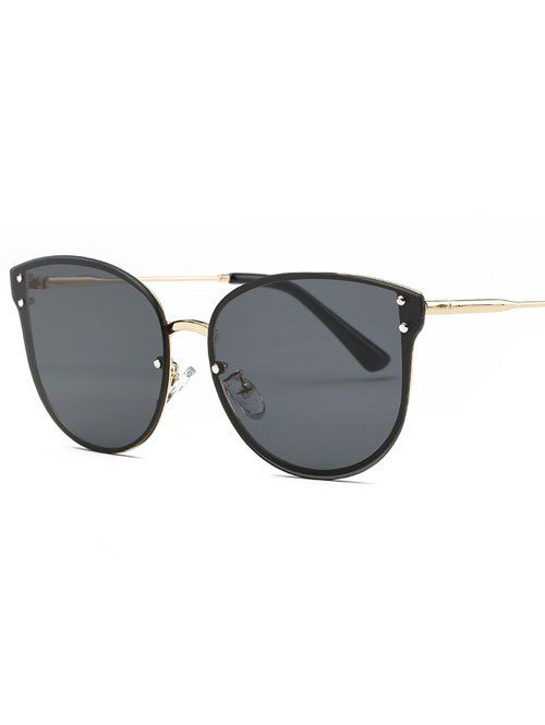 Stylish Frameless Oversized Sunglasses - BLACK GREY 