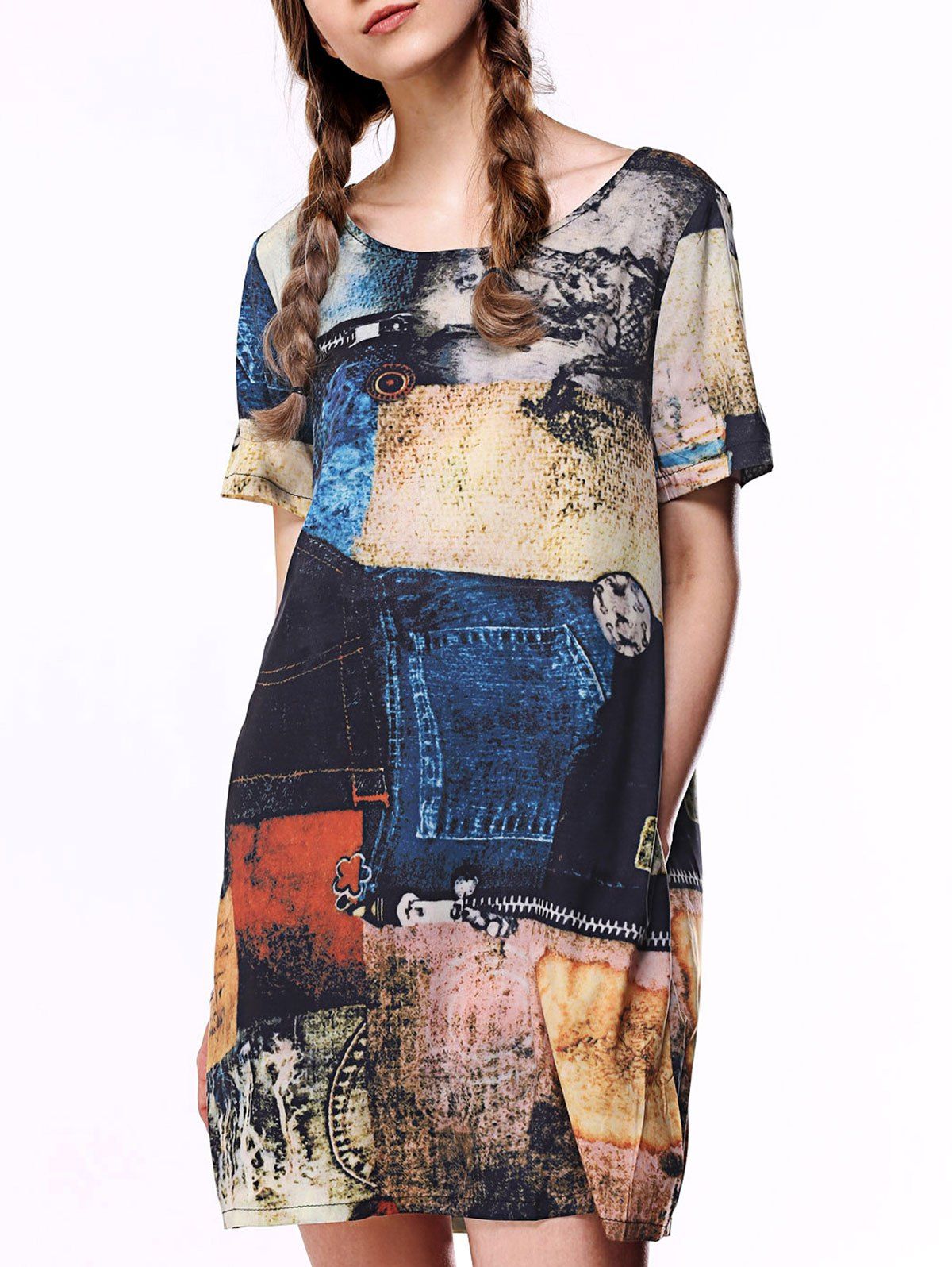 

Abstract Tie Dye Print Oversized Dress, Colormix