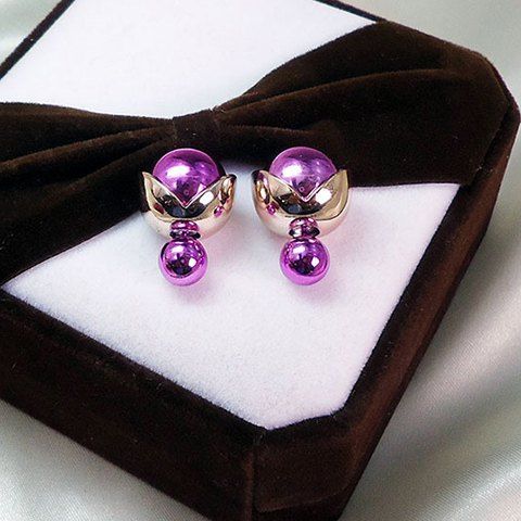 Pair of Graceful Bubble Shape Double-Ended Earrings For Women - Violet Rose 