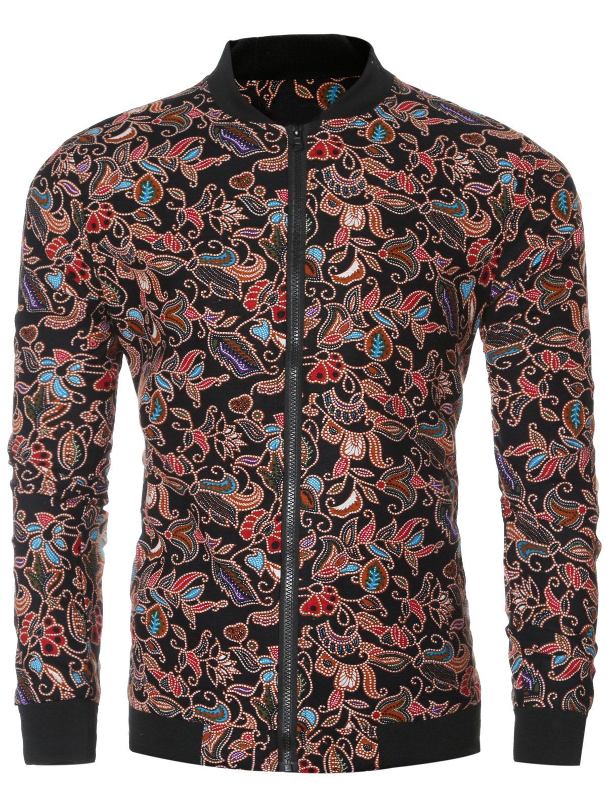 

Full Floral Print Bomber Jacket, Black