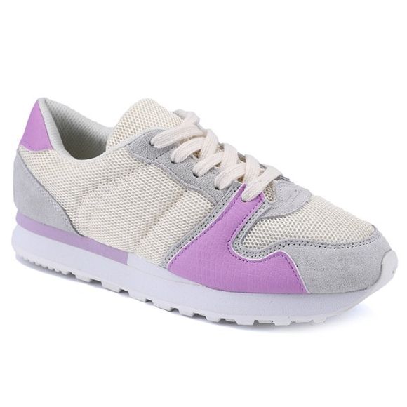 Stylish Breathable and Color Splicing Design Women's Athletic Shoes - Pourpre 38