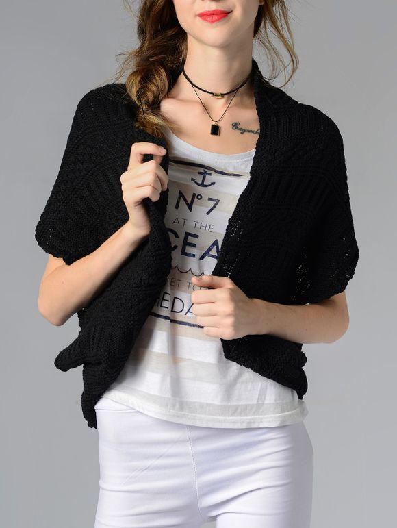 s 'Cardigan col Trendy Design Bouton Solide Couleur Femmes - Noir ONE SIZE