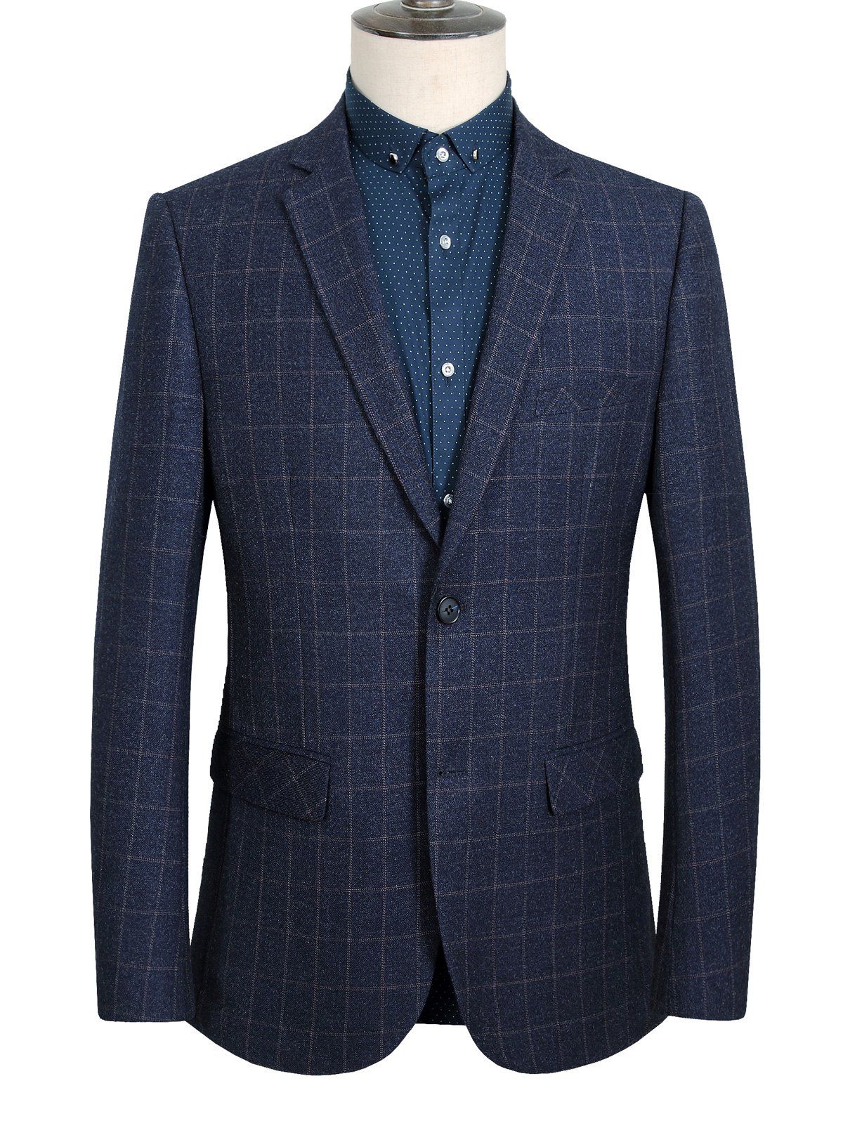 [57% OFF] 2019 One Button Design Lapel Long Sleeve Vintage Plaid Men&#39;s Blazer In DEEP BLUE ...
