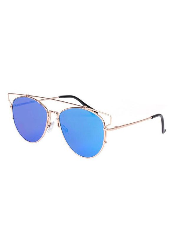 Élégant Crossbar Pilot Mirrored Sunglasses - Bleu 