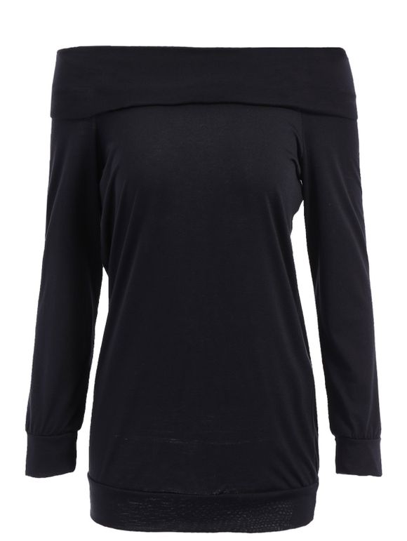 Sexy Solid Color Off The Sweatshirt manches épaule longue pour les femmes - Noir M
