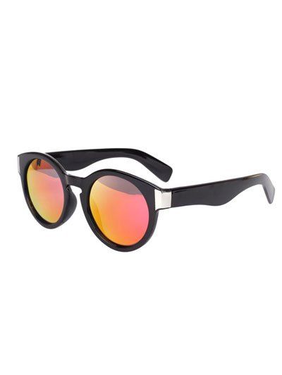 Élégant Black Frame Polarized Sunglasses Mirrored - Rouge 