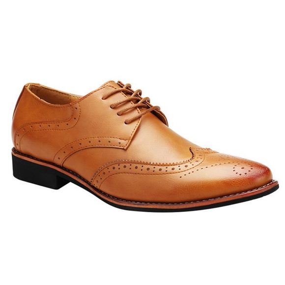 Fashion Tie Up et Wingtip Design Men's Formal Shoes - Brun 44