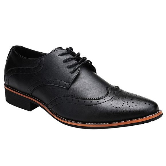 Fashion Tie Up et Wingtip Design Men's Formal Shoes - Noir 42
