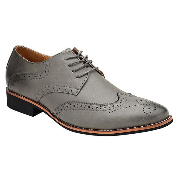 Fashion Tie Up et Wingtip Design Men's Formal Shoes - Gris 44