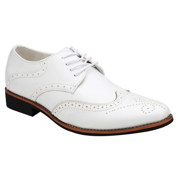 Fashion Tie Up et Wingtip Design Men's Formal Shoes - Blanc 40