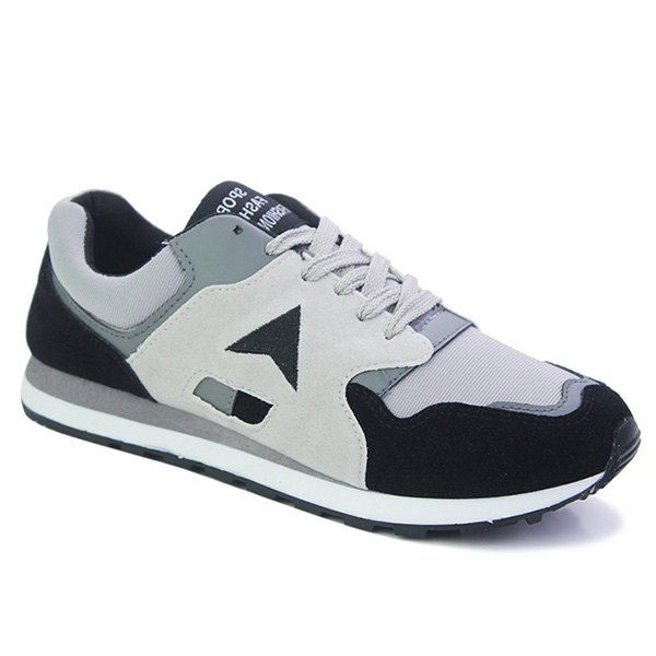 

Fashion Color Splicing and Lace-Up Design Men's Athletic Shoes, Black