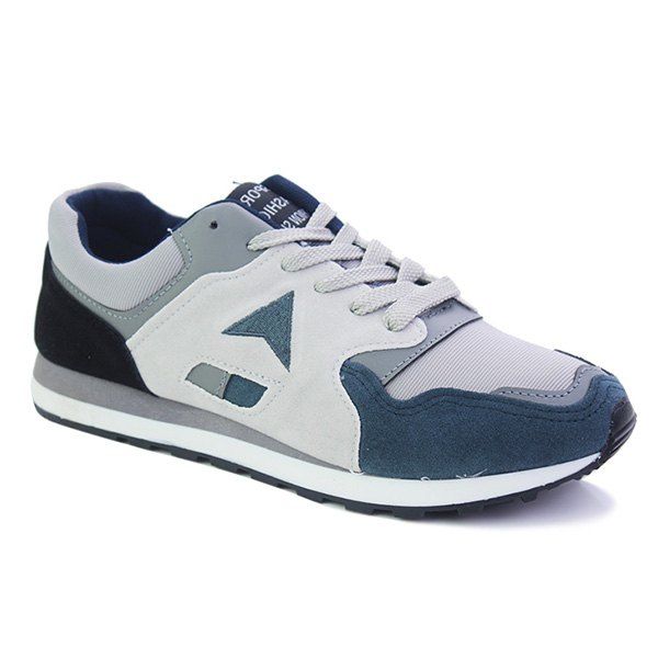 

Fashion Color Splicing and Lace-Up Design Men's Athletic Shoes, Blackish green