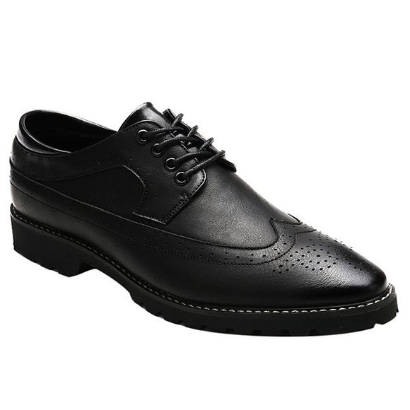 Fashionable PU Leather and Tie Up Design Men's Formal Shoes - BLACK 44