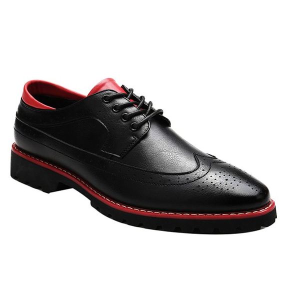 Mode en cuir PU et chaussures formelles Tie Up Design Men  's - Rouge et Noir 42