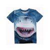 T-shirt Homme Imprimé Requin 3D à Col Rond à Manches Courtes - Bleu profond 2XL