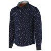 Ink Dot and Feather Print Fleece Turn-Down Collar manches longues bouton-Down Men 's  Shirt - Cadetblue L