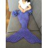 Couverture Forme Queue de Sirène Falbala Tricotée pour Bébé - Bleu Violet 