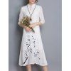 s 'Robe à manches 3/4 Abstract Floral Chic Print Loose-Fitting Femmes - Blanc M