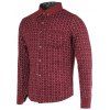 Small Grid Print Fleece Turn-Down Collar Long Sleeve Button-Down Men's Shirt - Rouge XL