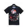 Skull Floral 3D Print Round Neck Men  's manches courtes T-shirt - Noir 2XL