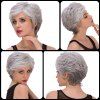 s 'Mode féminine  court Fluffy Raie sur le côté gris argenté perruque de cheveux synthétiques - Gris Argent 
