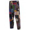 Color Block Geometric Spliced ​​Cotton + Linen Lace-Up Men 's Nine Minutes Pantalon - multicolore M