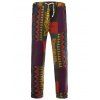 Pantalons Color Block Spliced ​​Totem Print Lace-Up Poutre Feet Cotton + Linen Men  's - multicolore 5XL