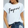 Brief Round Collar Short Sleeves Letter Print  T-Shirt - Blanc S