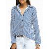 Chic Shirt Collar Long Sleeves Striped Shirt - Bleu S