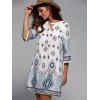 Half Sleeve Cut Out Tribal Print Dress - WHITE S