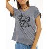 Gris Motif Lettre T-shirt - Gris XL