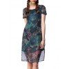 Gauzy Short Sleeve Floral Pattern Dress For Women - Vert 2XL