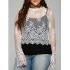 Plus Size Col rond See-Through Lace Top - Blanc 5XL