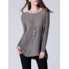 Scoop Neck manches longues femmes s 'Thin Sweater - Gris ONE SIZE