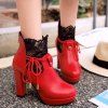 Talon Chunky Chic et design Splicing femmes  's Boots - Rouge 37