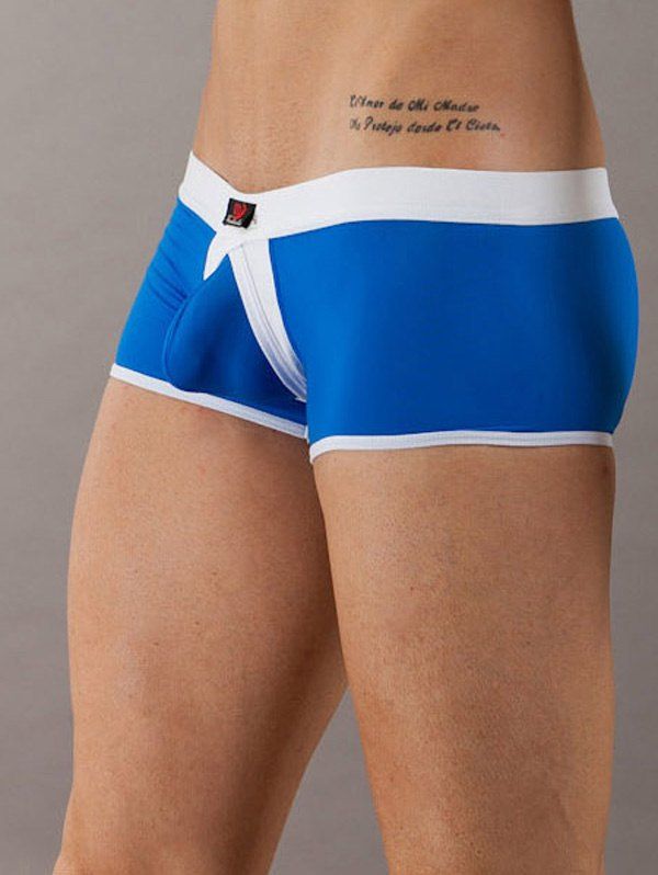 

Elastic Waist Color Block U Pouch Boxers For Men, Blue