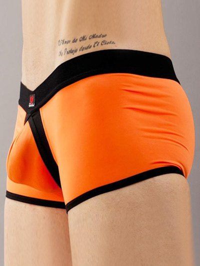 

Elastic Waist Color Block U Pouch Boxers For Men, Orange