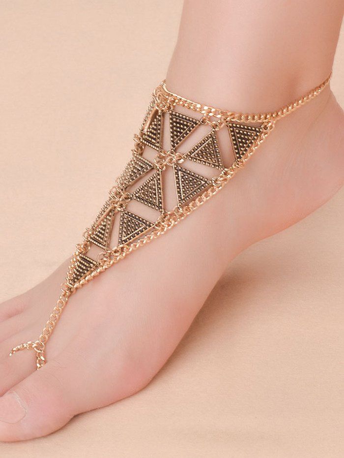 

Vintage Alloy Triangle Anklet, Golden