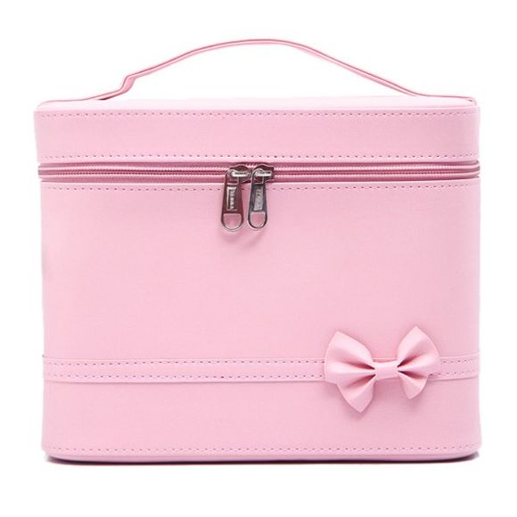 Trendy Pink and Bow Design Women's Cosmetic Bag - Rose 