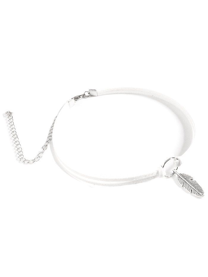 

Feather Choker Velvet Necklace, White