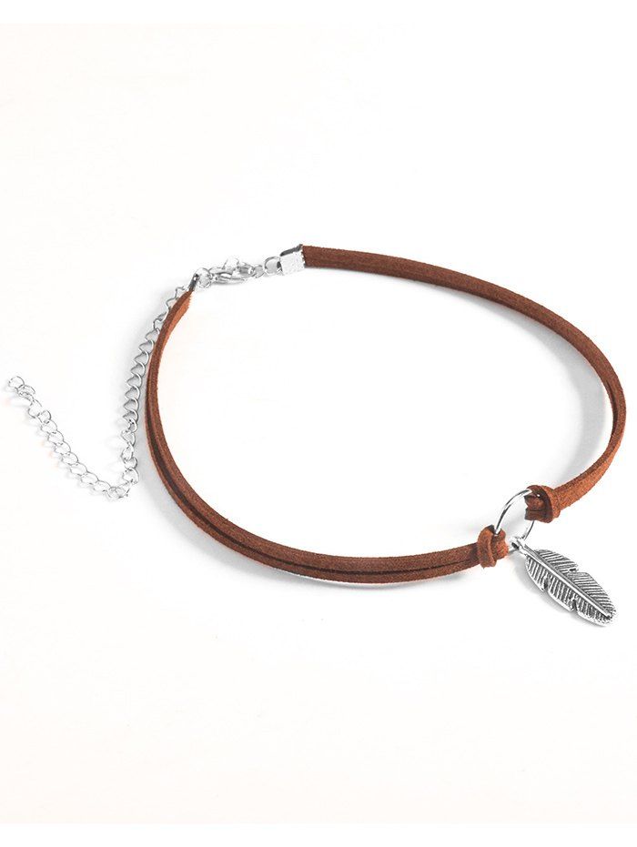 

Feather Choker Velvet Necklace, Brown