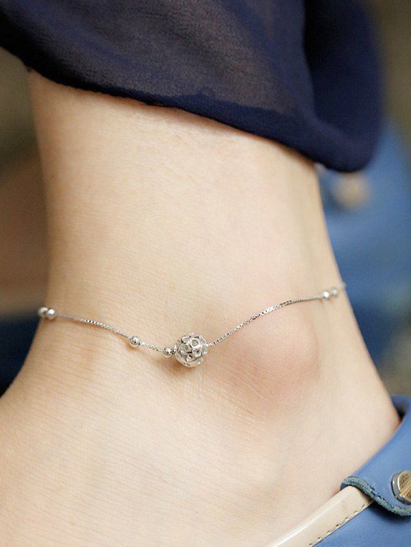 

Stylish Hollowed Ball Anklet, Silver