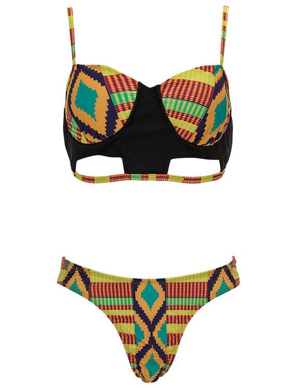 Ethnique style Géométrique Imprimé Bikini - multicolore 2XL